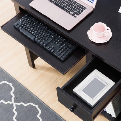 Student desk home office desk 39"W Compact desk Writing Desk Laptop Desk Red Cocoa Espresso One drawer Keyboard Drawer Wooden Knob image 2