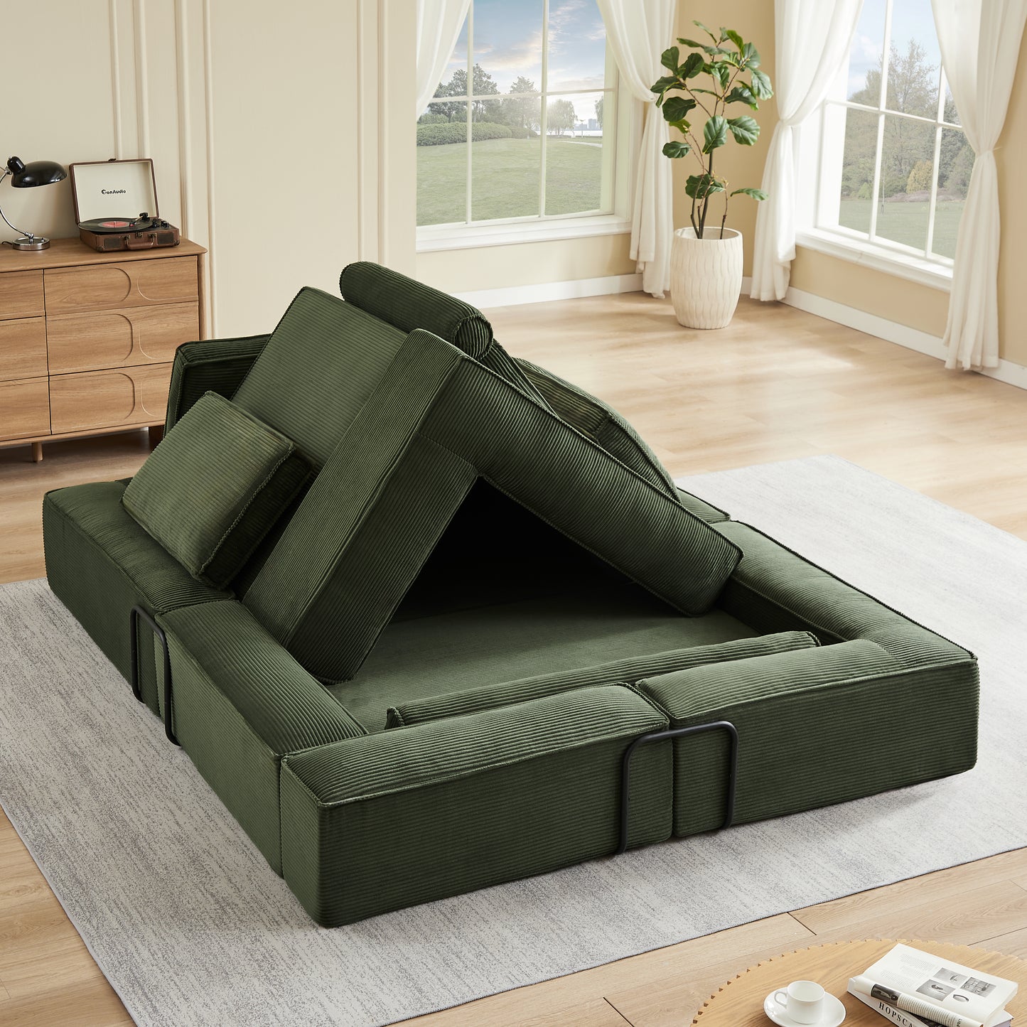 Large modern corduroy sofa can be freely combined, suitable for living room, parent-child castle, building block sofa image 3