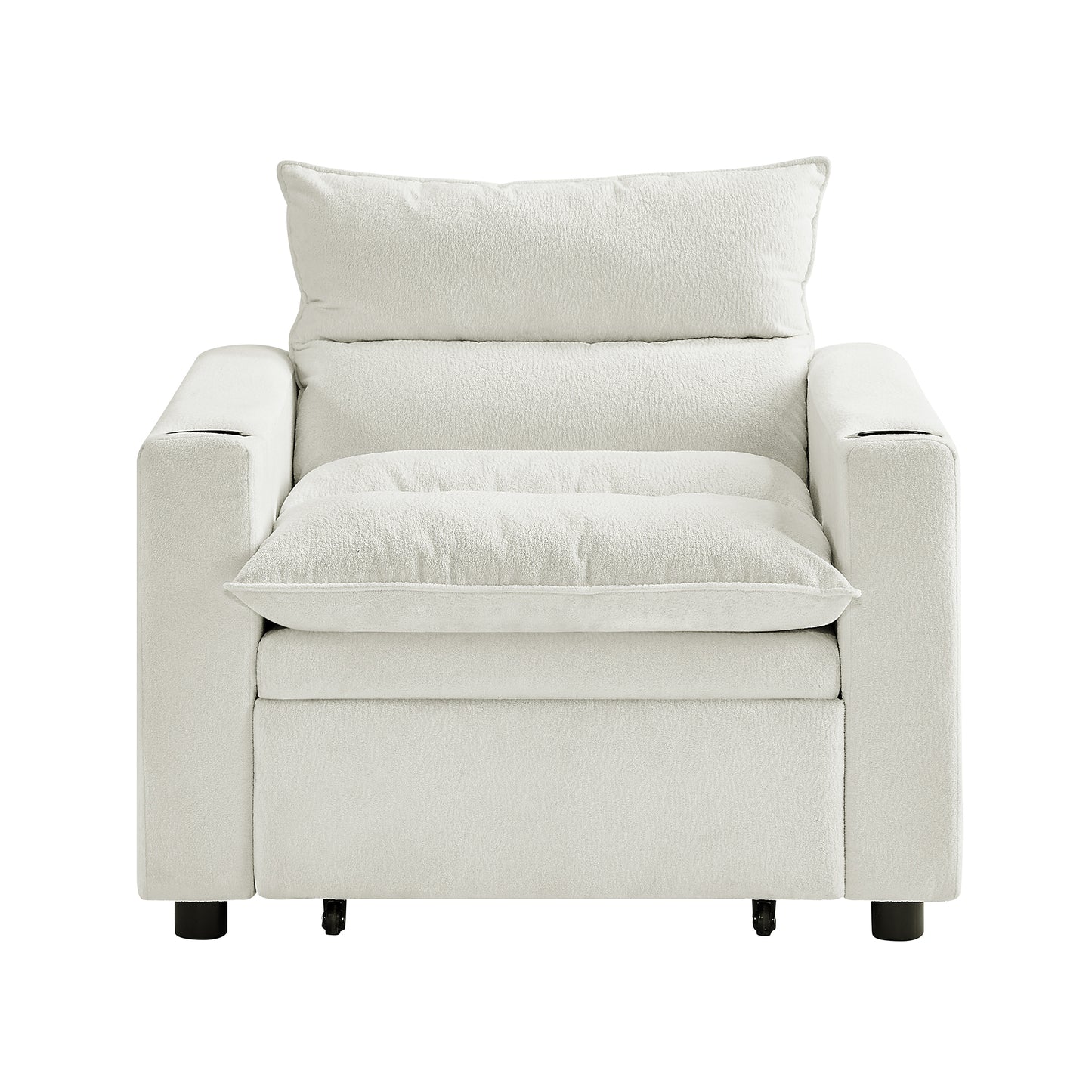 Sleeper Sofa Chair Bed, Convertible Sofa Chair 3-in-1, Adjustable Sleeper Chair Pullout Sofa Bed with Modern Velvet Fabric for Living Room Apartment Small Space, Beige image 9