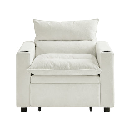 Sleeper Sofa Chair Bed, Convertible Sofa Chair 3-in-1, Adjustable Sleeper Chair Pullout Sofa Bed with Modern Velvet Fabric for Living Room Apartment Small Space, Beige image 9
