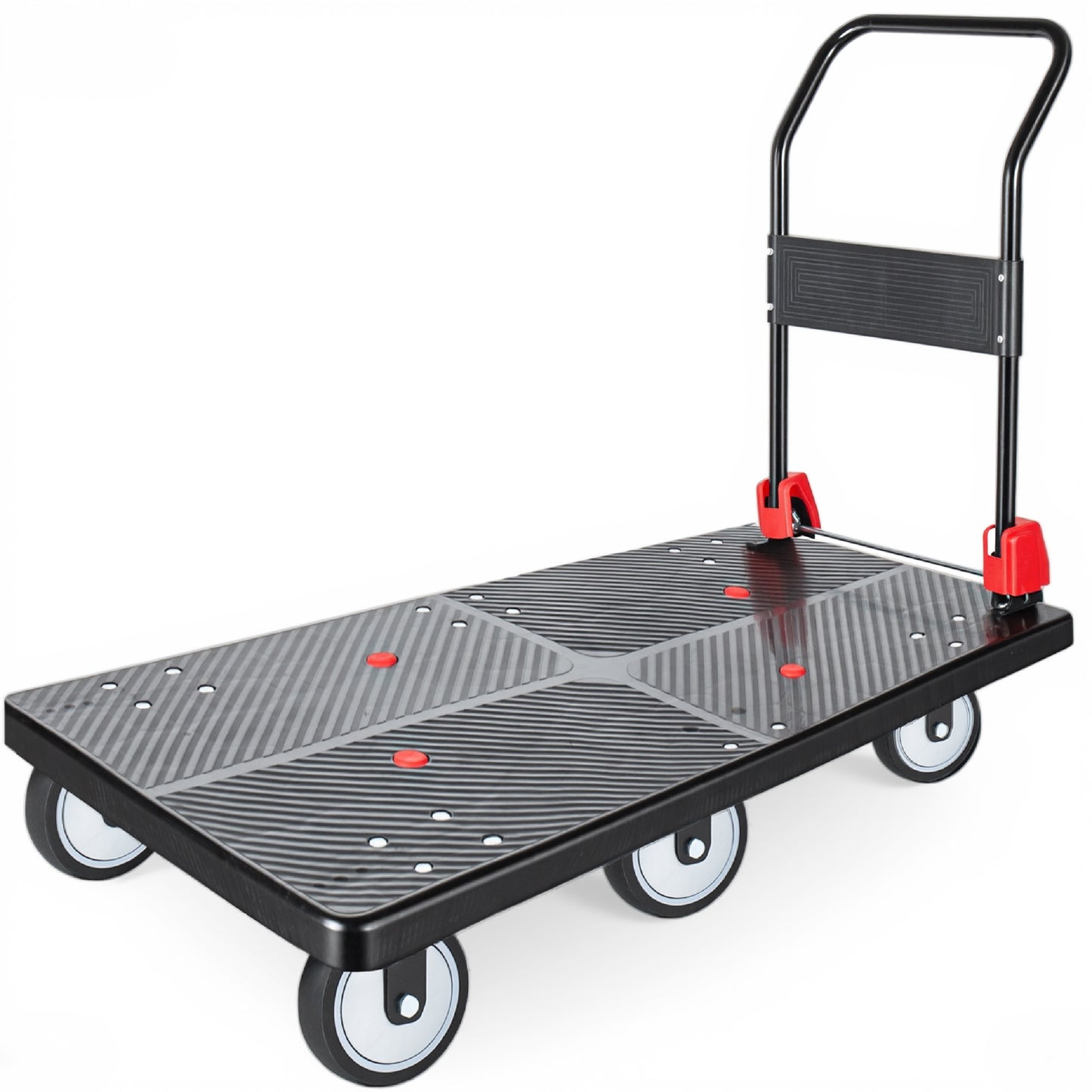 25.5"x51.5" Platform Truck, Foldable Handcart with 6'' TPR 360-Degree Silent Wheels, 1800lbs Heavy-Duty Push Dolly Cart, 4 Steel Load-Bearing Beams for Warehouse Garage Home Use image 7