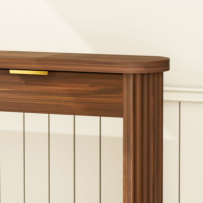 70.1" Wavy-Patterned Storage Table with Drawers; a slim wooden side table that can be placed behind a sofa, ideal for entryways, hallways, and doorways.Walnut.70.1"L*8.7"W*35.5"H image 12