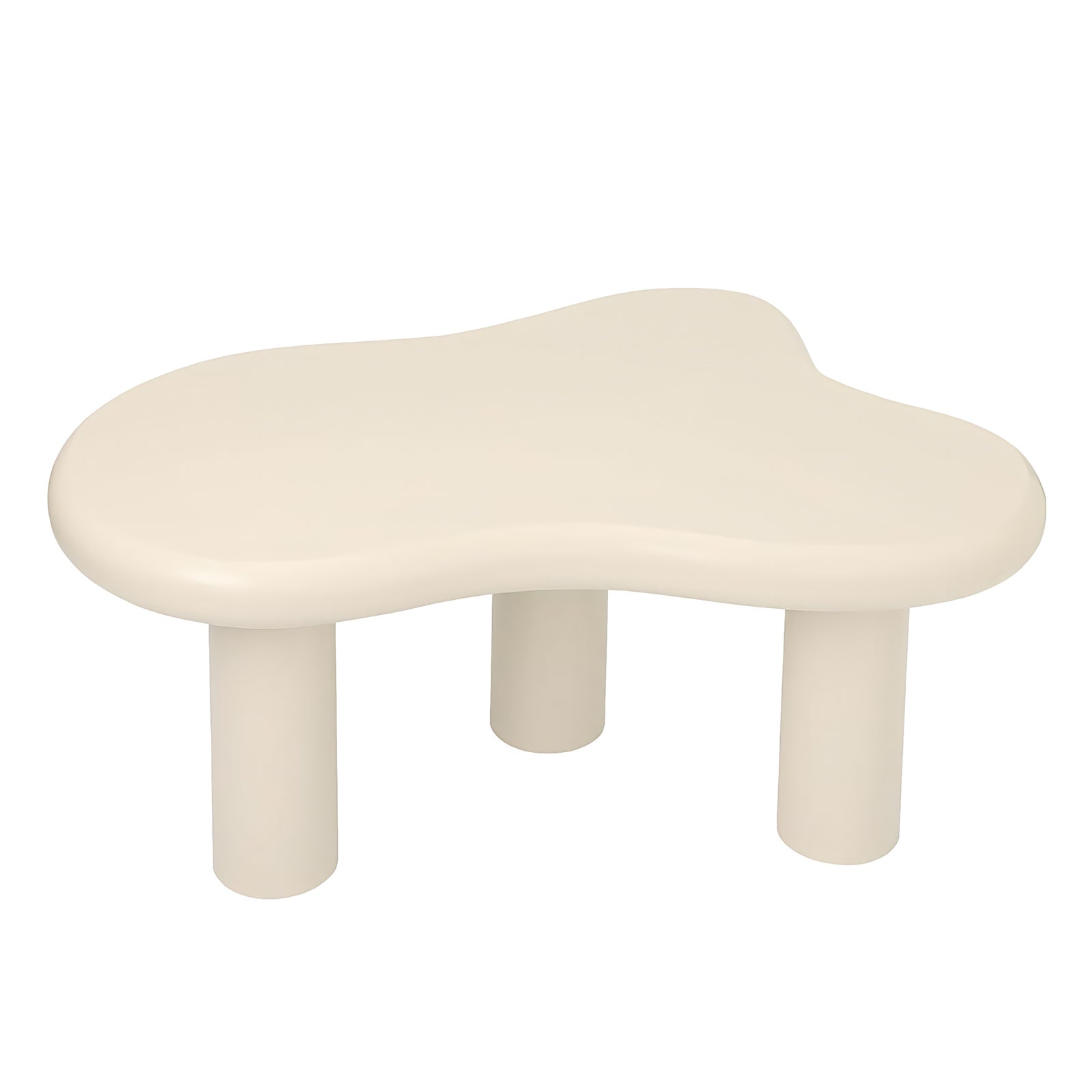 Cloud Coffee Table, Modern Wood Coffee Table for Living Room, Accent Center Tables with 3 Legs, Small Tea Tables for Balcony, Patio, Bedroom, Cream White image 6