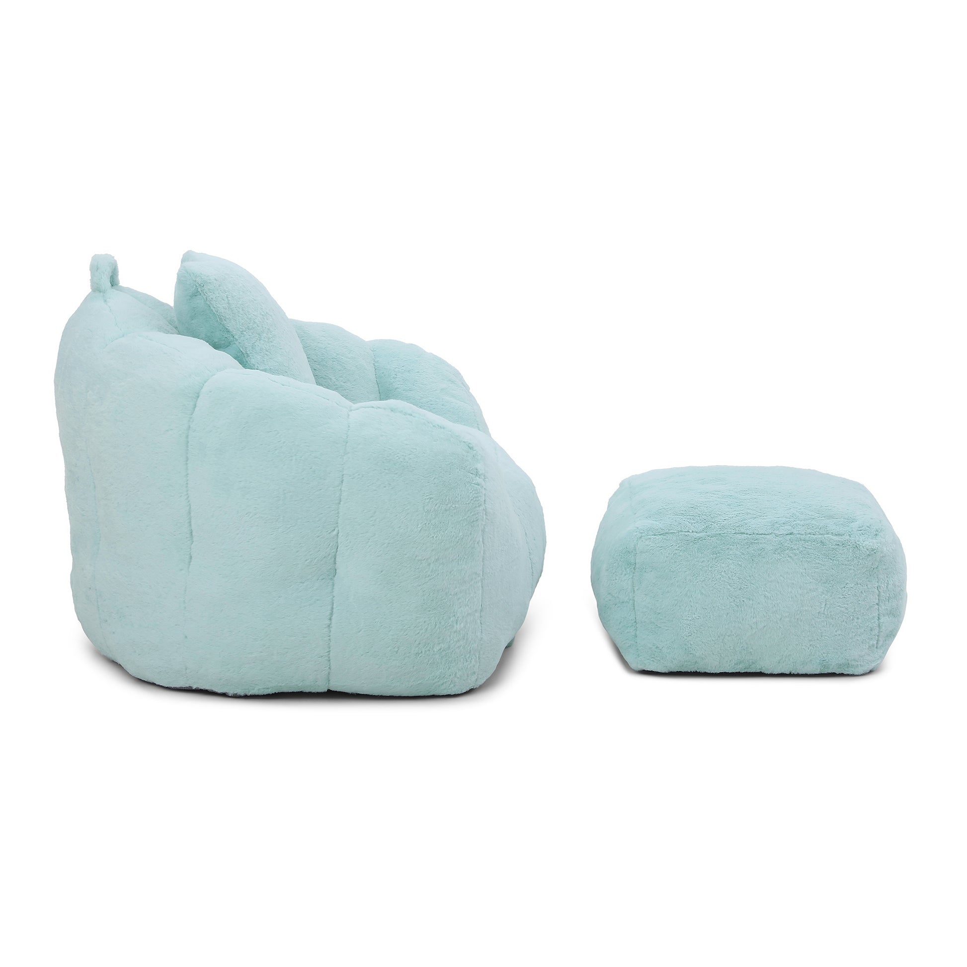 Giant Bean Bag Chair withFootstool, Oversized Bean Bag for Adults and Kids, Faux Fur Shell-Shaped Large Chair with Filler, Stuffed Big Accent Sofa, Floor Sofa for Gaming,Reading Living Room Bedroom image 4
