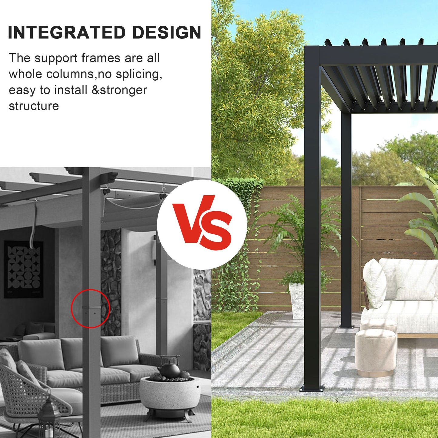 8640 Louver Pergola 10x13FT Aluminum Frame & Steel Louvers image 9