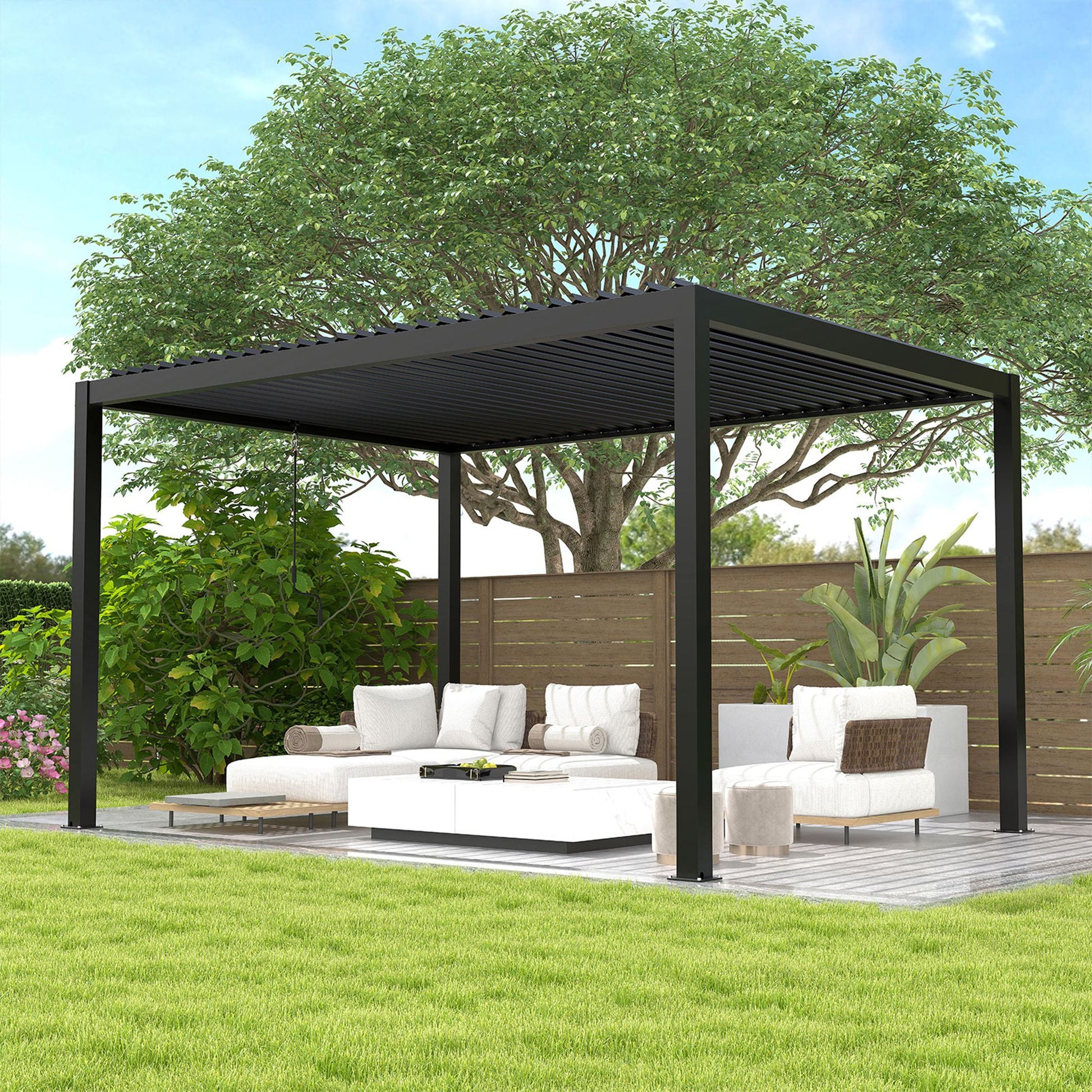 8640 Louver Pergola 10x13FT Aluminum Frame & Steel Louvers image 5