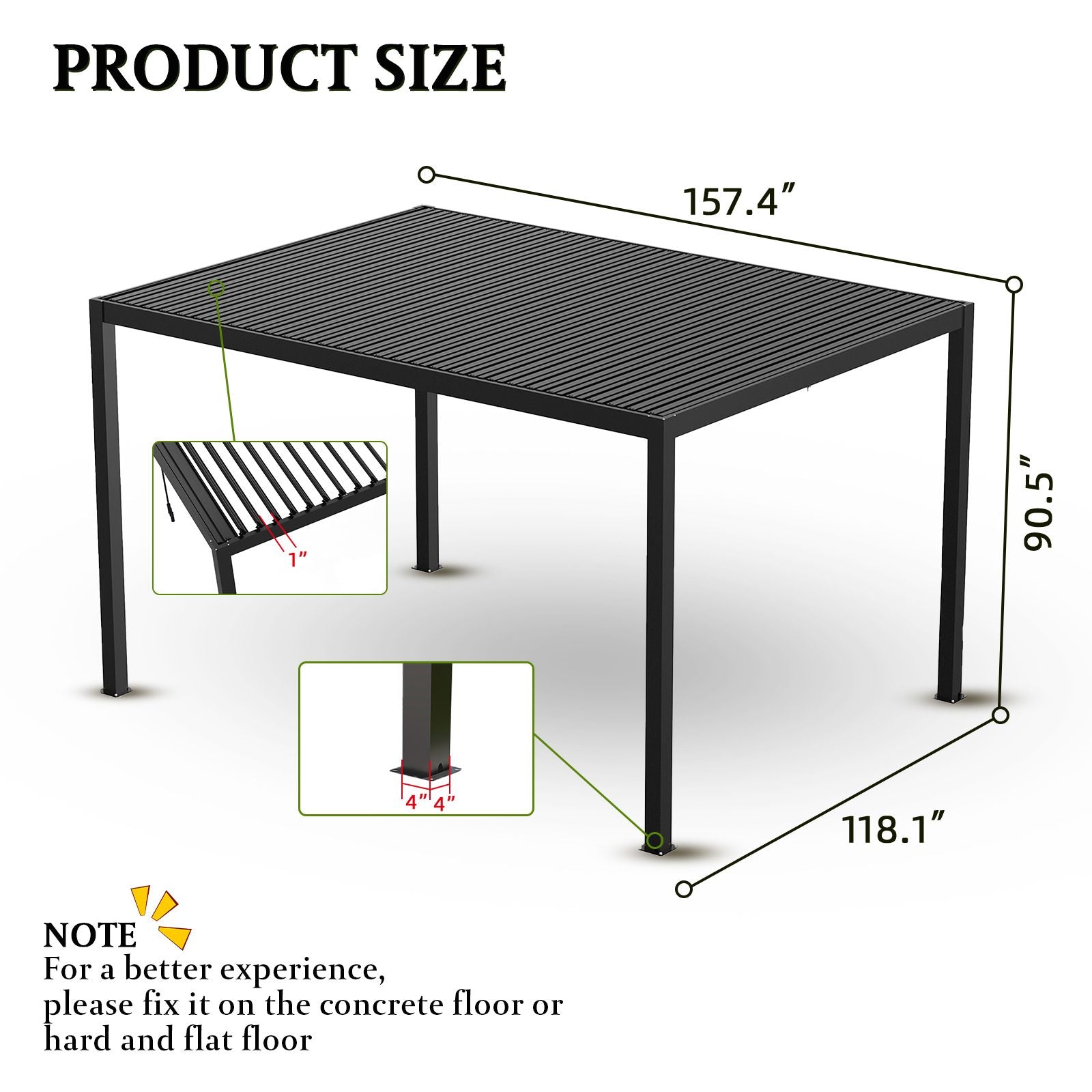 8640 Louver Pergola 10x13FT Aluminum Frame & Steel Louvers image 6