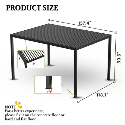8640 Louver Pergola 10x13FT Aluminum Frame & Steel Louvers image 6