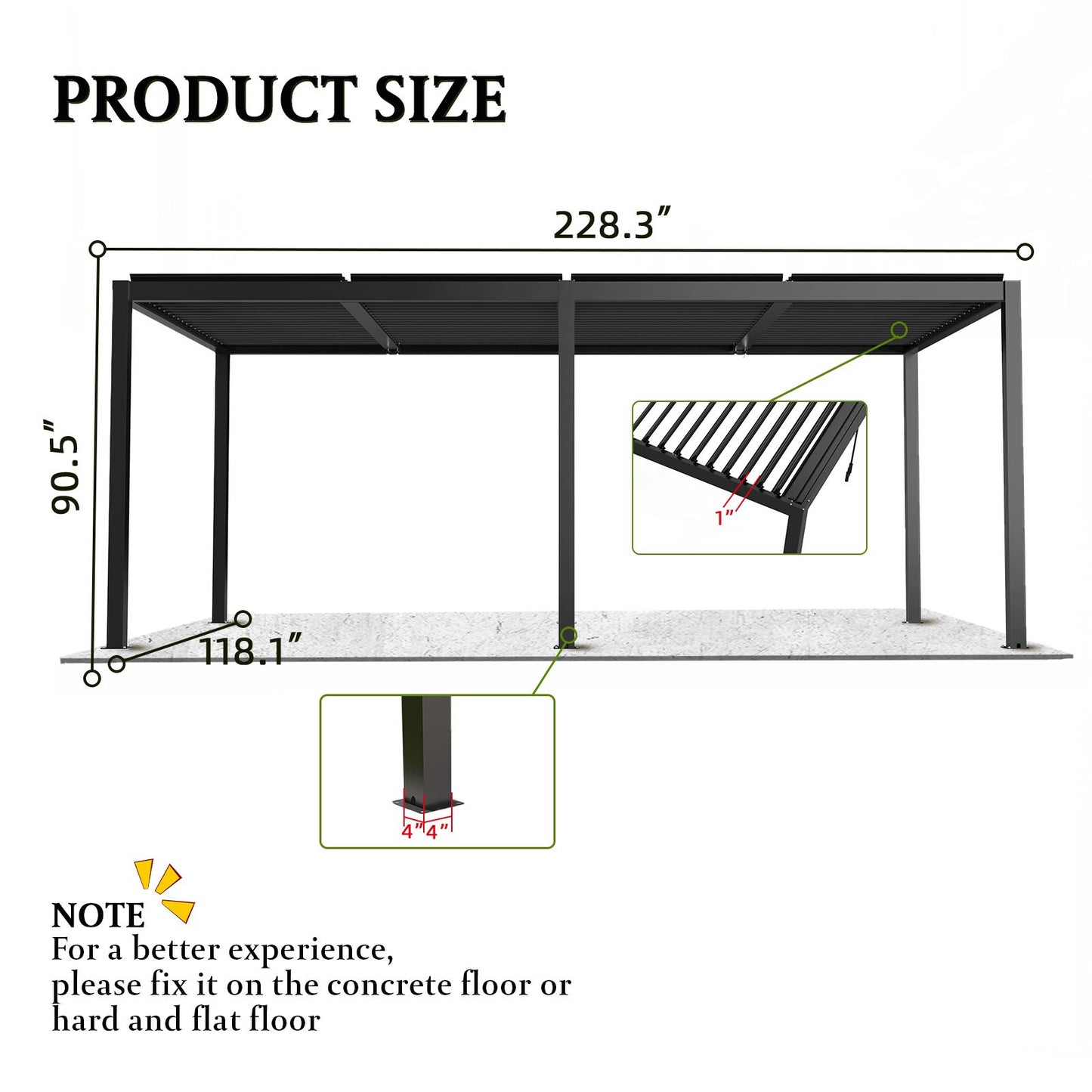 8640E Louver Pergola 10x19FT Aluminum Frame & Steel Louvers image 8
