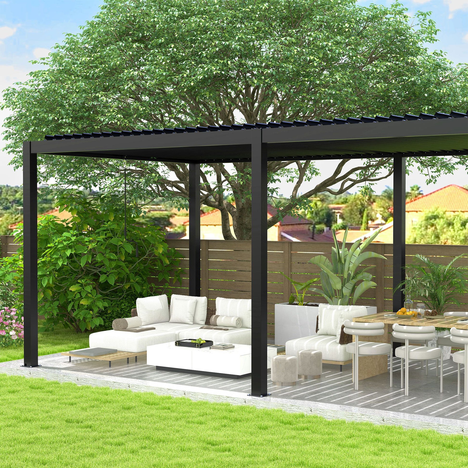 8640E Louver Pergola 10x19FT Aluminum Frame & Steel Louvers image 7