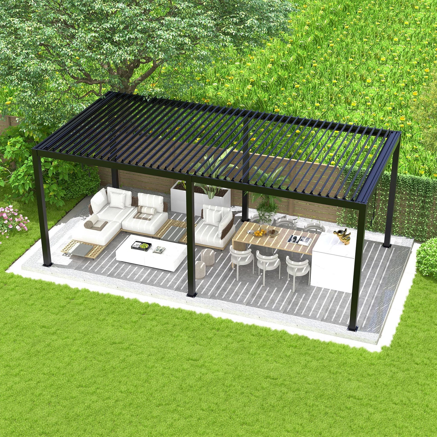 8640E Louver Pergola 10x19FT Aluminum Frame & Steel Louvers image 1