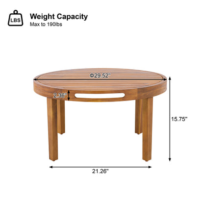 4-Piece Acacia Wood Outdoor Patio Furniture Set, All-Weather Conversation Sofa Set with Rope Woven Armrests, Removable Cushions for Backyard Garden,Teak finish+Oatmeal rope+Cream Beige cushion image 6