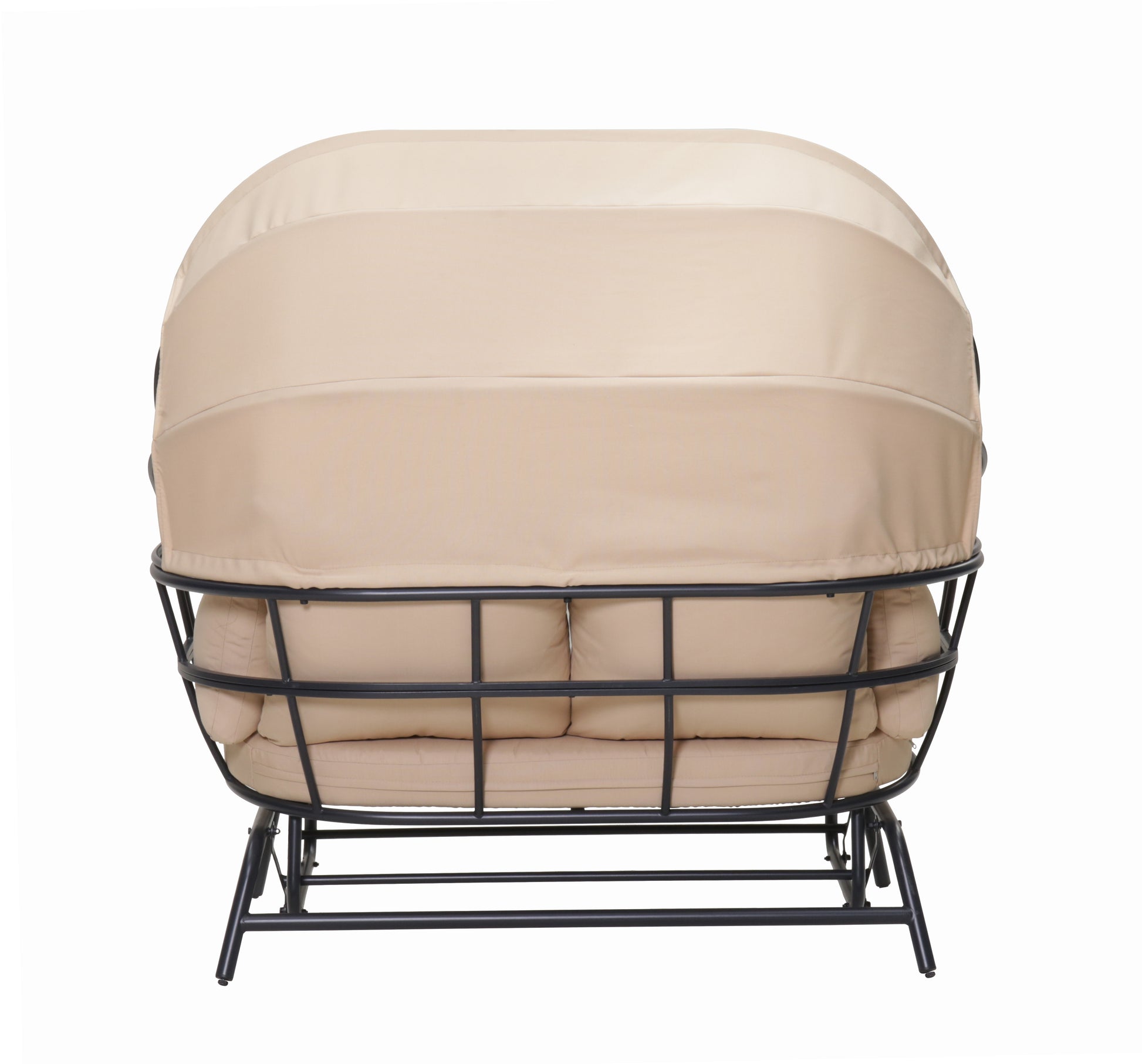 2-Person Outdoor Swing Chair with Adjustable Canopy, Modern Egg Shaped Rocking Lounge Chair with Thick Cushions & Pillows, Heavy-Duty Patio Hammock Chair for Garden, Balcony, Backyard image 5