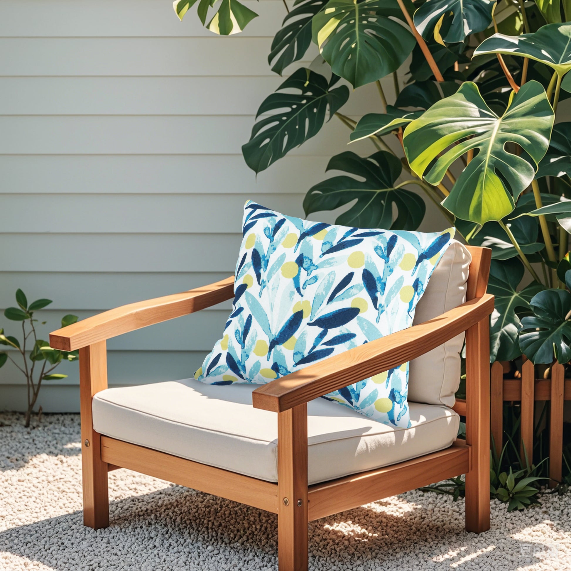 6 Pack Outdoor Pillow Covers ONLY 18x18 Inch, Water-Repellent Decorative Cushion Covers for Patio Furniture, Garden, Porch, Balcony and Outdoor Sofa-Coastal Leaves Blue image 4