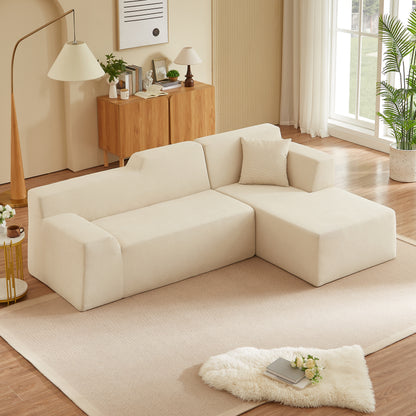 Modern minimalist L-shaped corduroy high back sofa image 3