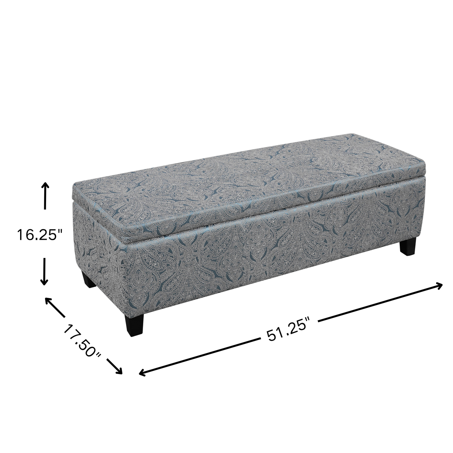 Indoor Jacquard Storage Ottoman Bench - Upholstered Entryway Bench with Hidden Storage, 300lbs Weight Capacity for Living Room, Bedroom & Hallway image 3
