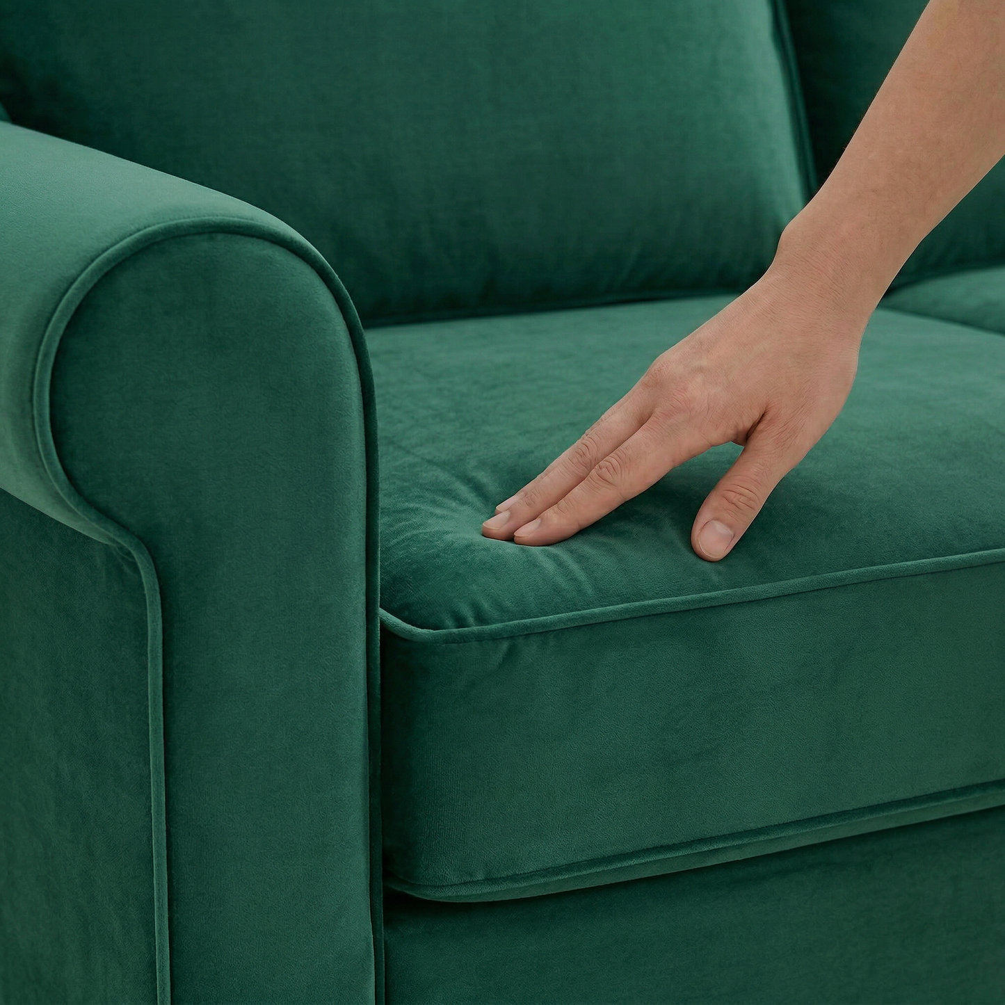 Irlanda Sectional – Made in USA, Custom Fabric Options, L-Shaped Sectional Wholesale Sectional Furniture - Velvet Antique Kelly Green - Velvet image 7