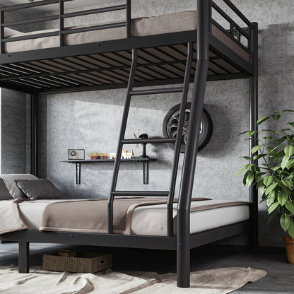 Twin over Full Size Metal Bunk Bed for Teens and Adults,Space-Saving/Noise Reduced/No Box Spring Needed, Round Tube, Black image 4