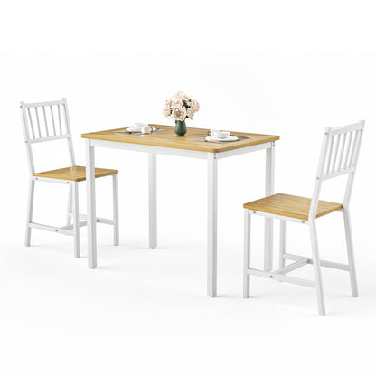 Dining Table Set, Bar Table with 2 Dining chairs, Kitchen Table Counter with Chairs, Industrial for Kitchen Breakfast Table, Living Room, Party Room,Natural and White,35.4″L x23.6″W x 29.7″H image 8