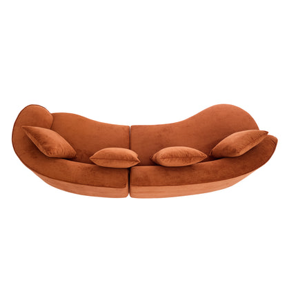 126" Curved Sectional Sofa (Dark Orange-D28 Full Foam) image 7