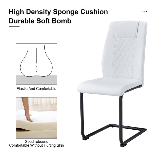 Modern dining chairs with faux leather upholstered seats - dining room chairs with metal legs, suitable for kitchen, living room, bedroom, dining room side chairs, set of 4 pieces (white+PU leather) image 10