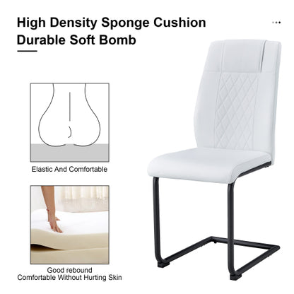 Modern dining chairs with faux leather upholstered seats - dining room chairs with metal legs, suitable for kitchen, living room, bedroom, dining room side chairs, set of 4 pieces (white+PU leather) image 10