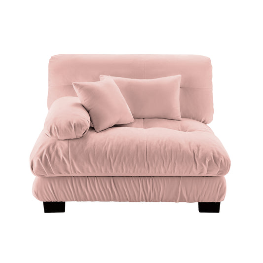 Pariss Sofa LSF W/2 pillows Pink - front view showing pink chenille fabric and two pillows