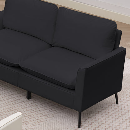 TS Cat paw leather upholstered sofa loveseat,Nordic retro light luxury living room balcony bedroom single casual sofa chair Double sofa + two pack combination (black) image 4