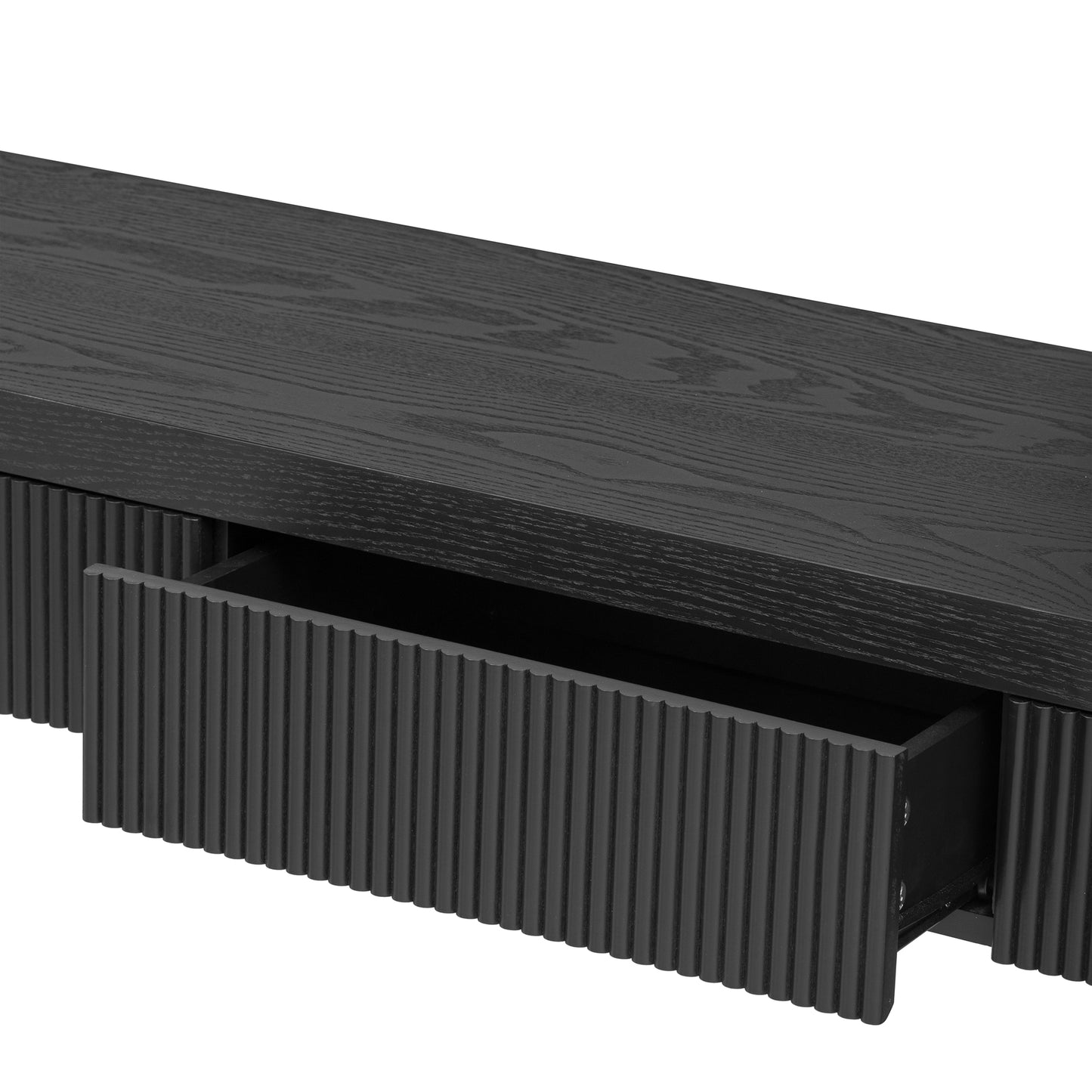 TREXM Rustic Console Table with 3 Fluted Drawers - Solid Wood Veneer Entryway Table Featuring Natural Wood Grain for Living Room, Hallway (Black) image 6
