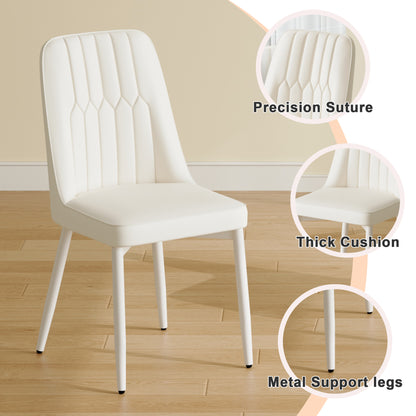 White dining chairs and living room chairs. Metal legs provide strong support, suitable for kitchens, living rooms, and restaurants. image 6