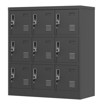 9-Door Employee Storage Locker, Metal Lockers for Office, Gym, School, and Homewith Card Slot (Black) image 6