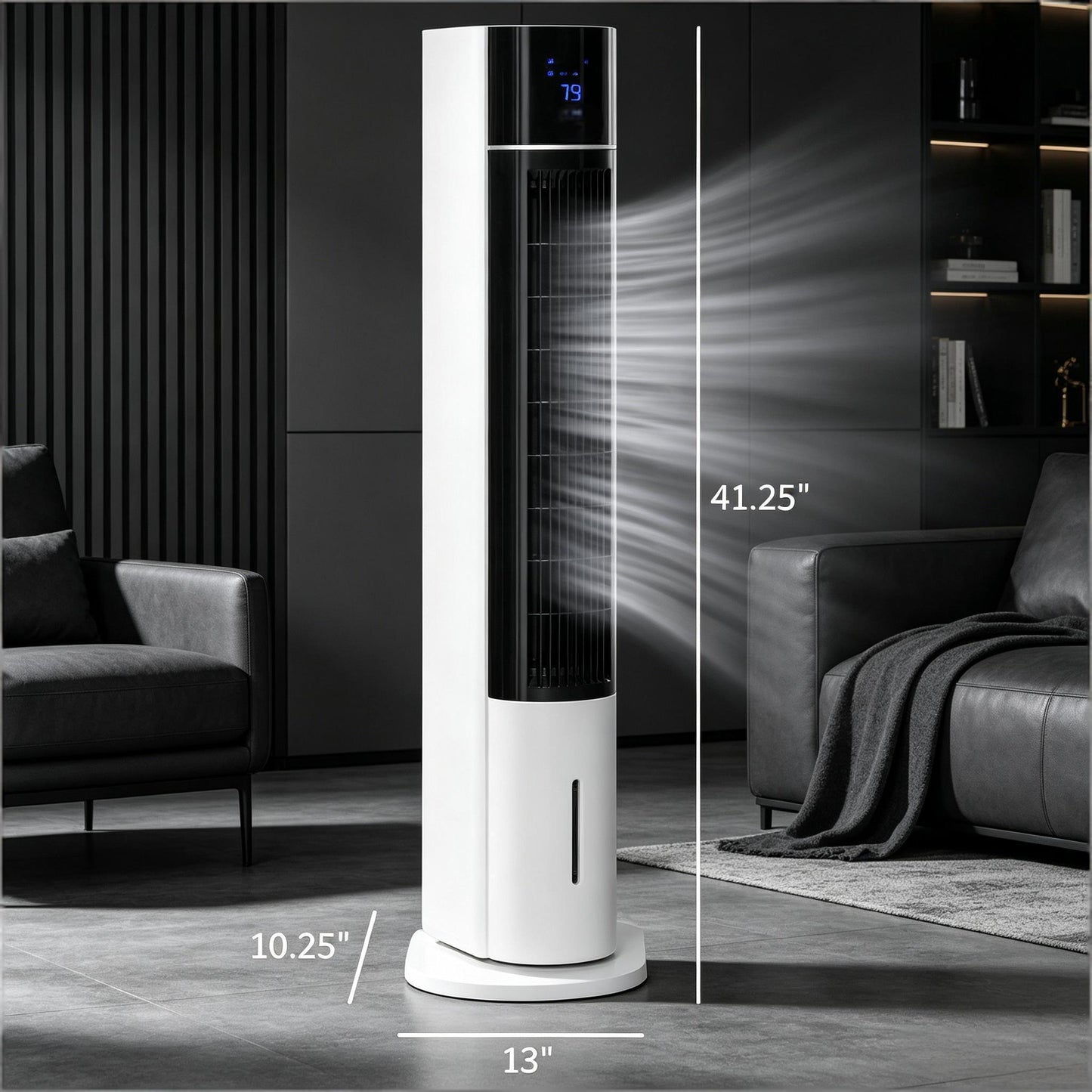42" White 52° Oscillating Portable Swamp Cooler with Humidifier, 3 Modes, 3 Speeds 3-In-1 Ice Cooling Fan with Humidifier, image 5