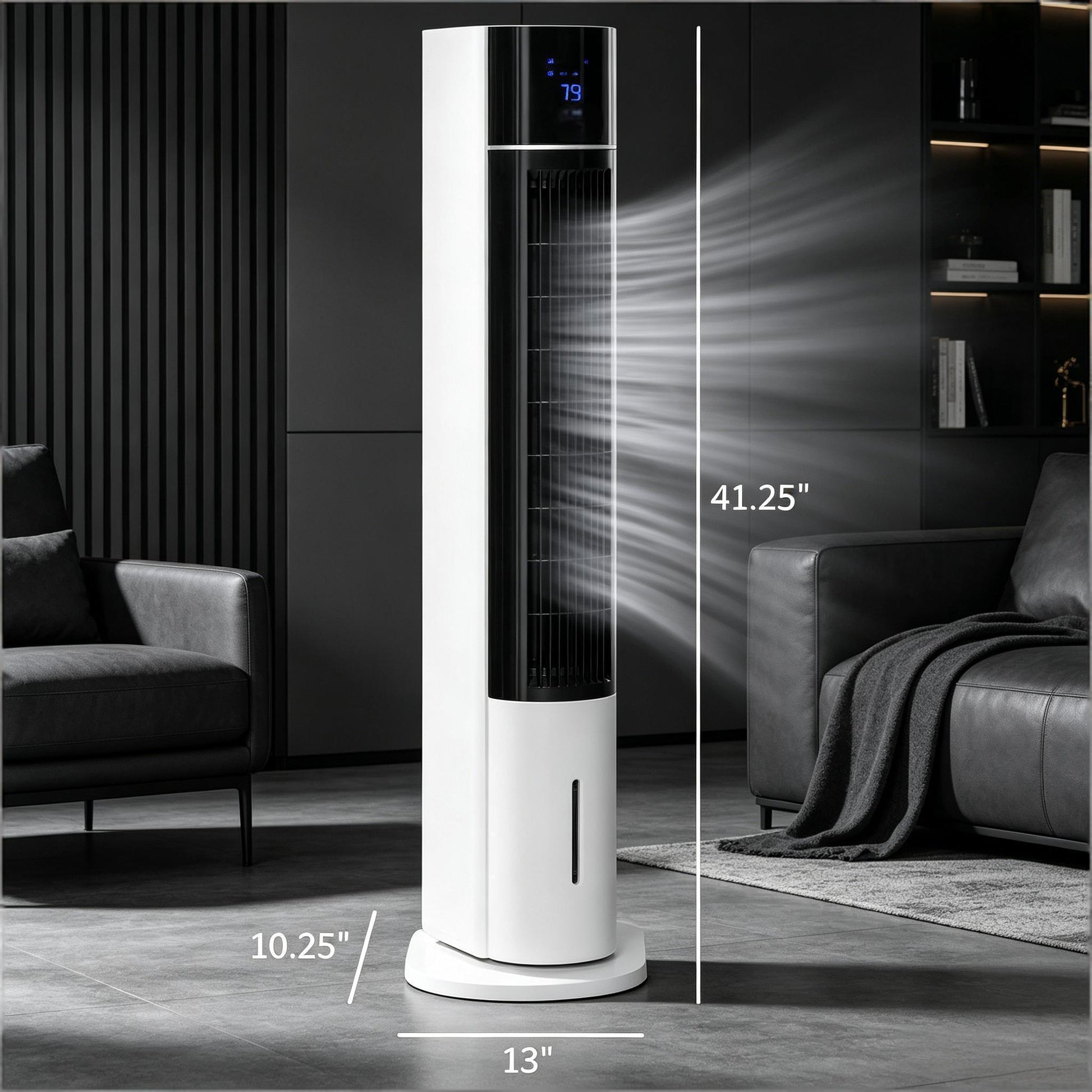 42" White 52° Oscillating Portable Swamp Cooler with Humidifier, 3 Modes, 3 Speeds 3-In-1 Ice Cooling Fan with Humidifier, image 5