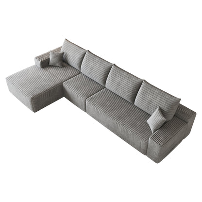 135" Cloud Sectional Couch with L-Shape Chaise,Modern Modular Sofa with Deep Seat, Upholstered Couches for Living Room Bedroom,No Assembly Required, Grey(Plush Corduroy Fabric) image 8