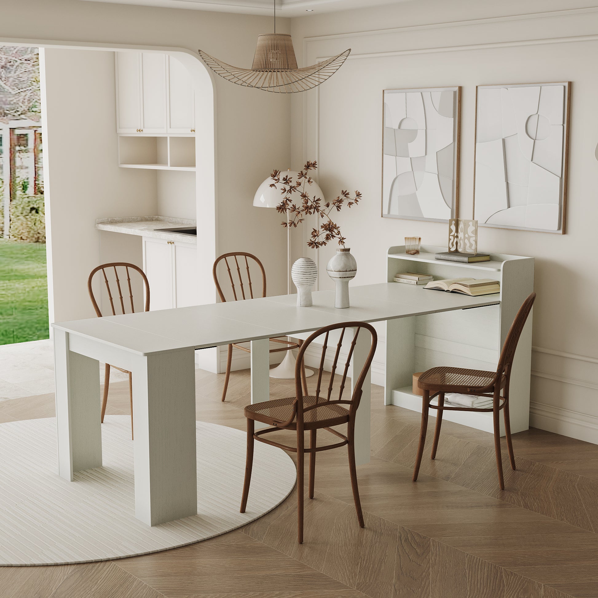 Modern Extendable Dining Table with Storage image 1