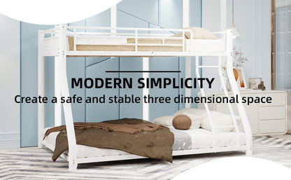 Metal Bunk Bed Twin Over Full Size with Removable Stairs, Heavy Duty Sturdy Frame with 12" Under-Bed Storage for Teen & Adults, Teens, No Box Spring Needed, White image 6