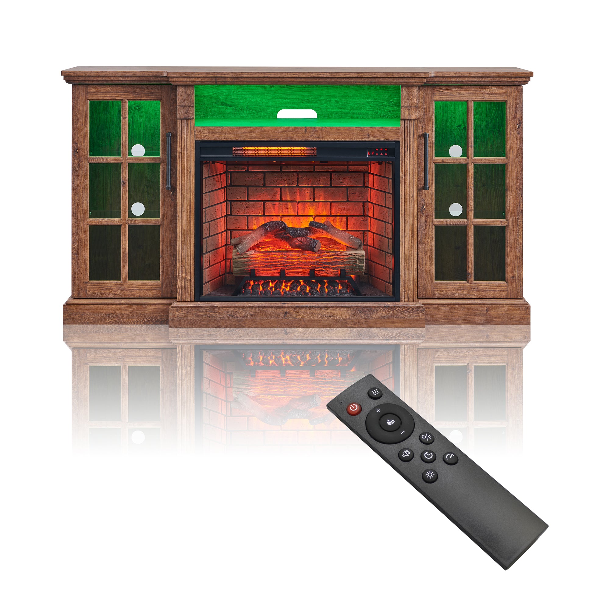 65" Fireplace TV Stand for TVs up to 75",with 28" Electric Fireplace and LED Light image 11