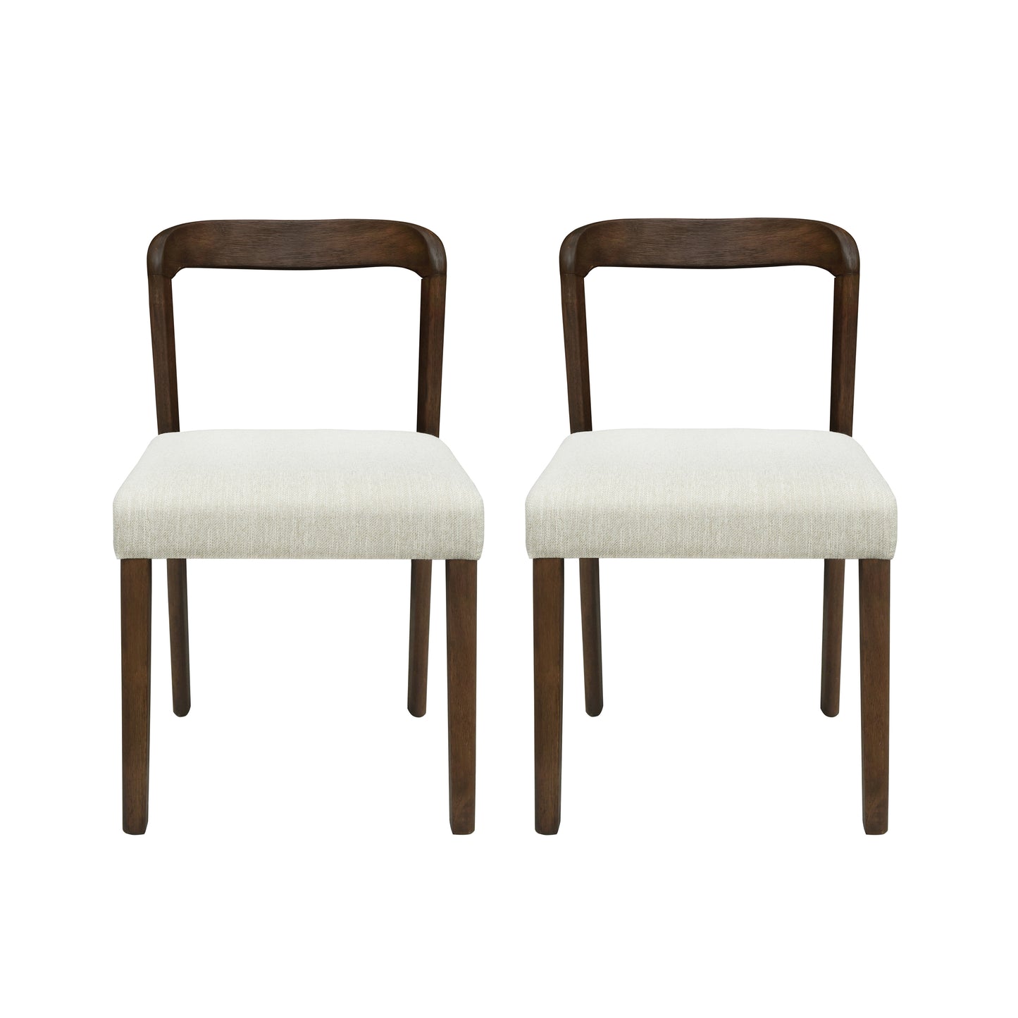Solid Rubber Wood Dining Chairs(Walnut+Beige)Set of 2 image 2