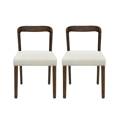 Solid Rubber Wood Dining Chairs(Walnut+Beige)Set of 2 image 2