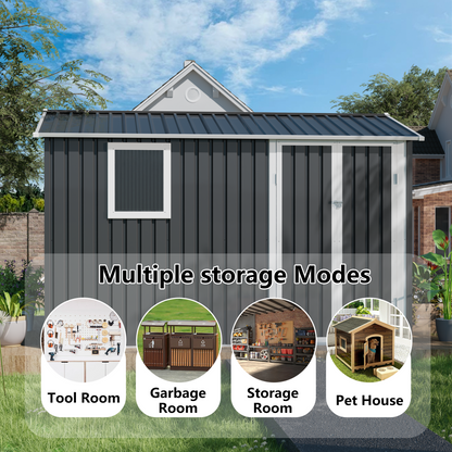 9*6 FT Metal Garden Shed for Patio Backyard Tools House Storage Shed with One Window 9.5 x 6.7FT image 6