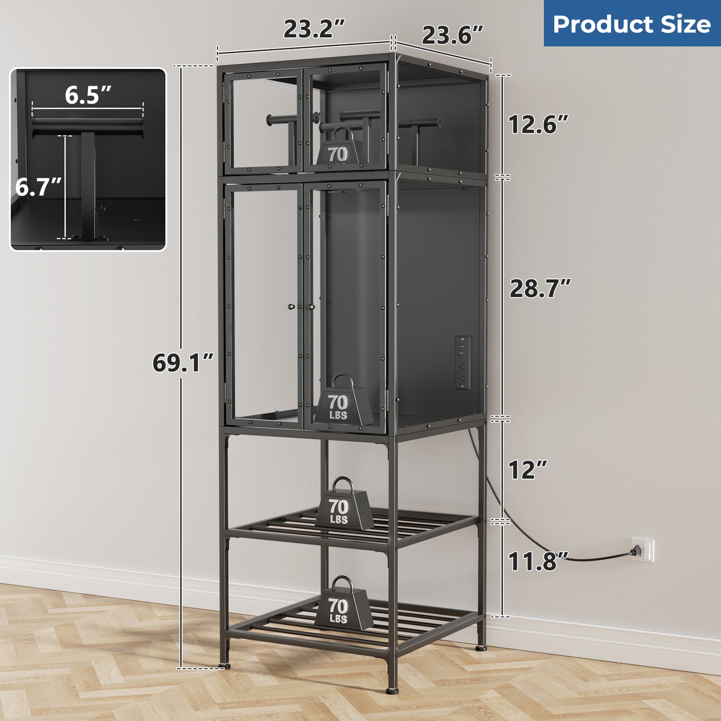 3D Printer Cabinet with Double Layer 3D Printer Filament Storage Rack, T-Shaped Filament Bar & Noise-Reducing, Dust-Proof Design, Suitable for Studio, Office Storage and Organization image 3