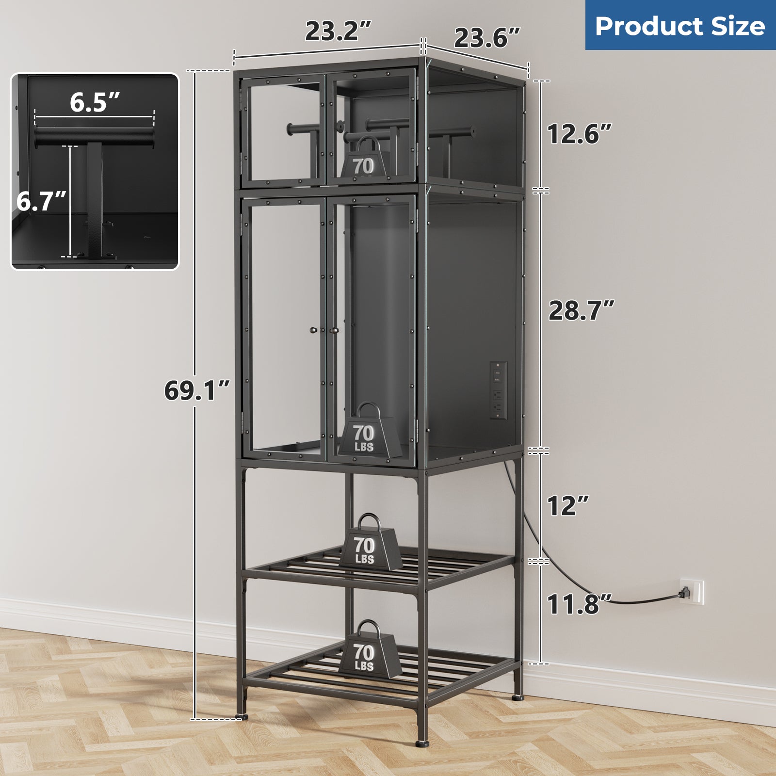 3D Printer Cabinet with Double Layer 3D Printer Filament Storage Rack, T-Shaped Filament Bar & Noise-Reducing, Dust-Proof Design, Suitable for Studio, Office Storage and Organization image 3