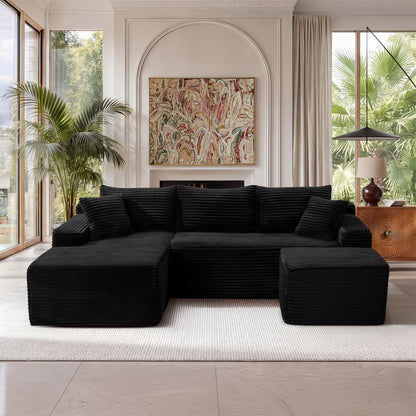 106.3" U-Shaped Cloud Sectional Sofa with Deep Seat,No Assembly Required,Modular Couches Sleeper for Living Room,Bedroom,Apartment image 1