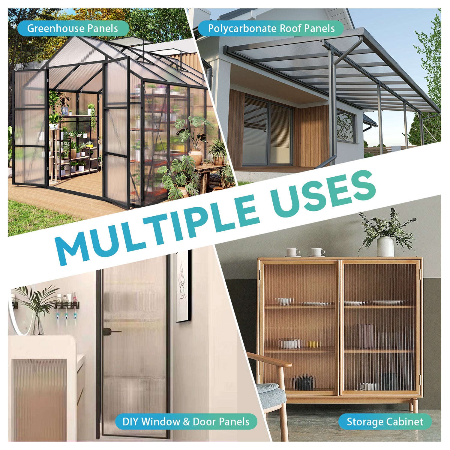 12 Pack Twin-Wall Polycarbonate Sheets 5' x 2' x 0.24",UV Protected Greenhouse Panels, Shatterproof & Insulated Roofing Sheets for Greenhouse, Patio Cover, Garden Shed and DIY Projects image 7
