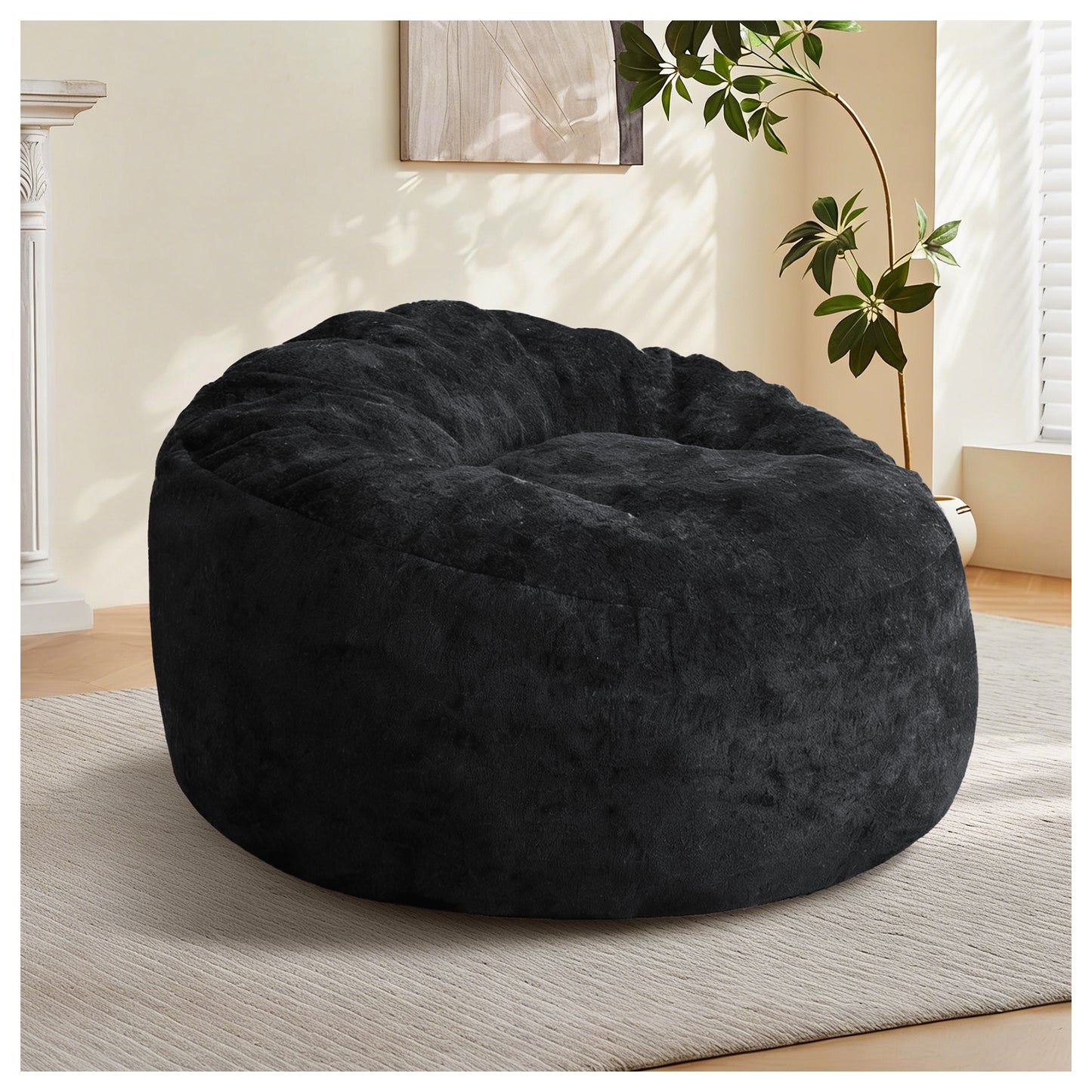 Ultra-Comfort Ergonomic Bean Bag Lounge Chair with Adjustable High-Elasticity Inner Filling and Detachable Washable Cover for Multi-Scene Use in Living Room/Bedroom/Balcony image 1