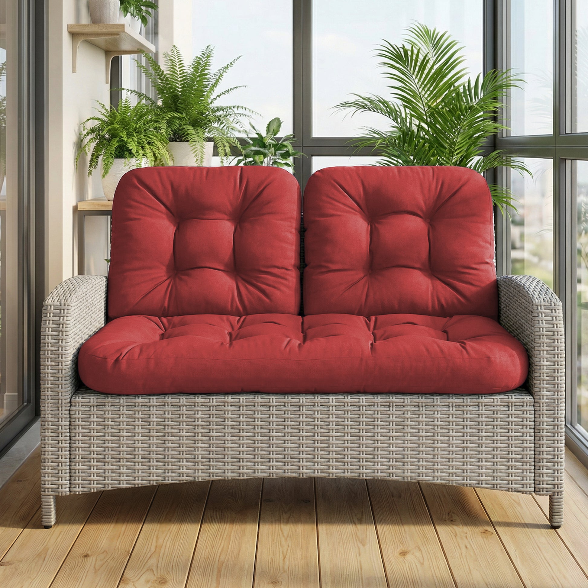 Wicker Chair Cushions Set of 3. Anti-Slip/Waterproof Patio Furniture Chair Cushions. Tufted Outdoor Furniture Cushions 4 Inch Extra Thick. image 1