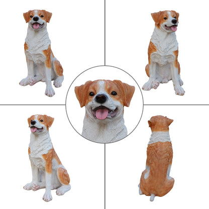 Lifelike Hound Dog Statue, Realistic Resin Animal Figurine for Indoor Outdoor Garden Lawn Yard Home Decor, Art Craft Gift, Brown+White image 4