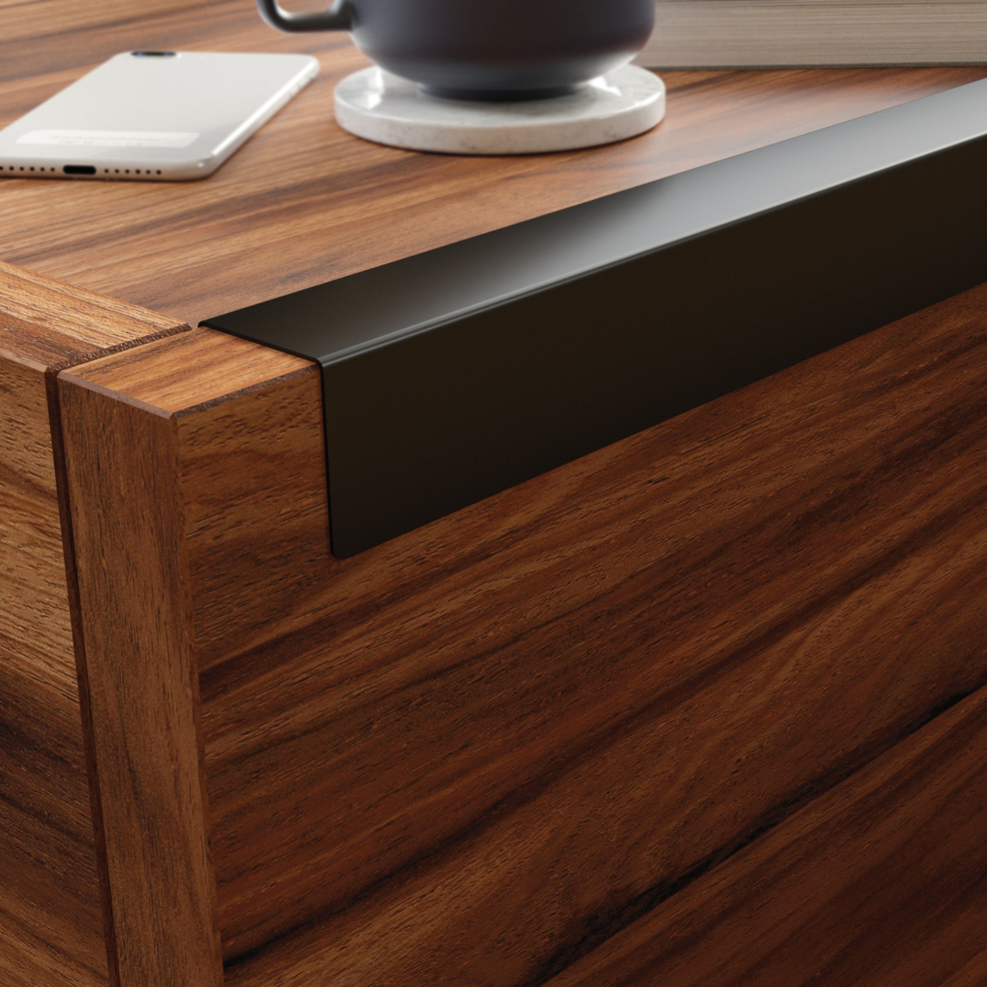 Coffee Table with Full-Extension Drawers, Dark Brown finish image 6