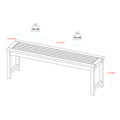 Modern Slat-Top Solid Wood Patio Bench - Brown