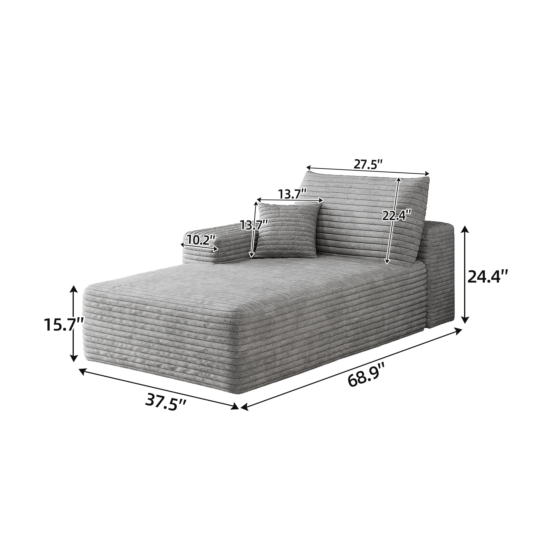 Y165-L-SLEEPER-GREY sofa left sleeper grey image 4